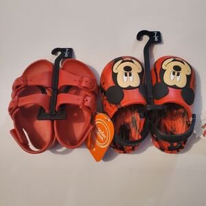 Kids Red Mickey Face Slip-On & Sandal Set - Toddler Size 7/8